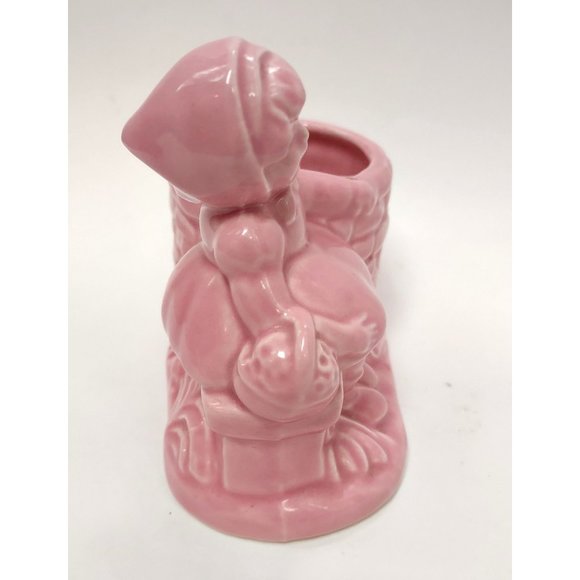 Planter Little Girl Well Flower Basket Vintage Chip 5 Inches Tall and Wide - Picture 5 of 6